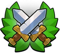 Badge with leaf emblem